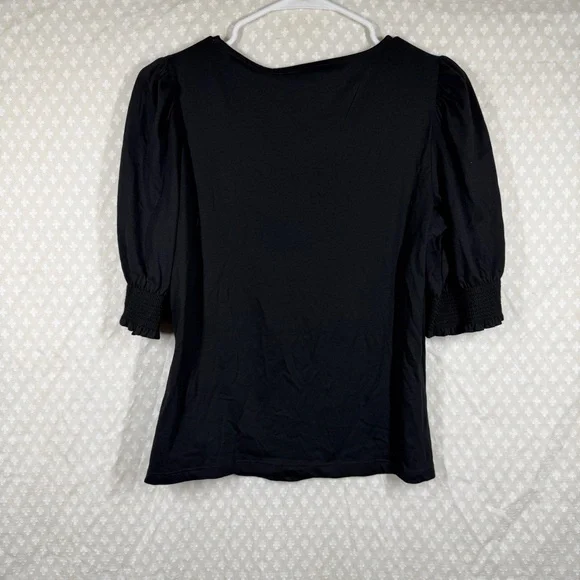 Boden NWT Black Short Puff Smocked Sleeve Top - Picture 8 of 8